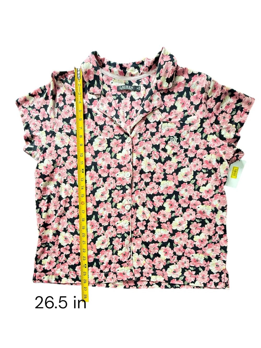 Lauren Ralph Lauren Pajama Set Women Black Pink Floral Short Sleeve 2X NWT - Picture 6 of 12